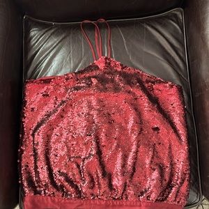 Anthropologie Deep Red, Sequined Halter